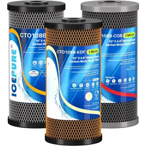 4.5"x 10" Whole House Water Filter Set, 3-Stage  System Combo Kit with Activated Carbon Block, KDF  and Upgraded Activated Carbon Heavy Metal Remove Filter, Pack of 1