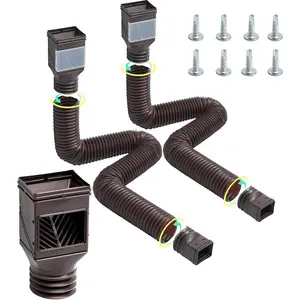 TikTokShopBlackFridayVEVOR HC3003G2 Rain 2-Pack Flexible Downspout, Spout Drain Extendable from 22" to 63", Gutter Extensions with Adapters, for Rainwater Drainage, Brown