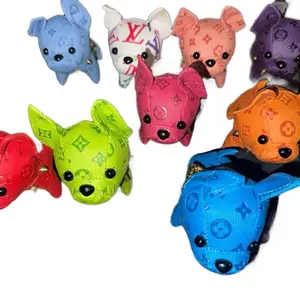Personalized high quality Leather Keychain Handmade Dog Lover Gift Cute Bag Holiday. Adorable Design Multi-Use Charm