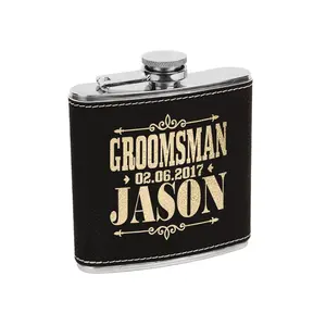 Custom Flask for Mens Birthday Idea Womens Bride Tribe Personalized Gifts Wedding Groomsmen Best Man Gold Engraved Father Mans Gift Leather