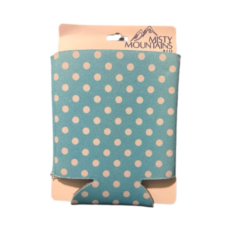 Single Stylish Light Blue Polka Dot Insulated Can Coozie - Colored Insulated, Cup Sleeve, Universal Koozie Drinkware Accessory, Colored Insulated Drinkware Accessories