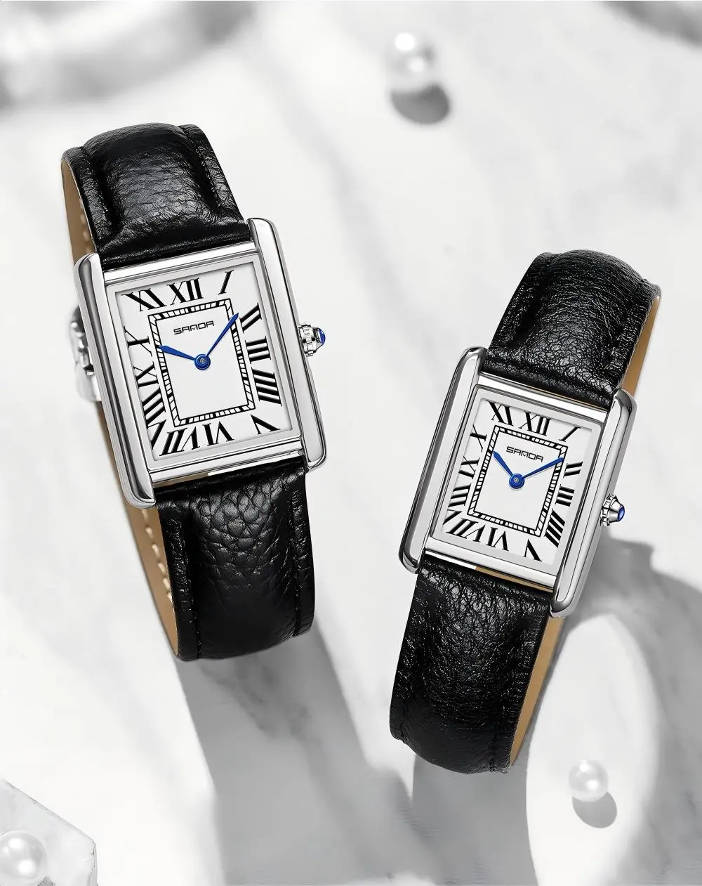 Elegant   Square Watch, Roman Numeral Dial ，Vintage-inspired design with leather/stainless steel strap, suitable for any occasion and as a gift