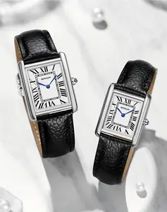 Elegant   Square Watch, Roman Numeral Dial ，Vintage-inspired design with leather/stainless steel strap, suitable for any occasion and as a gift