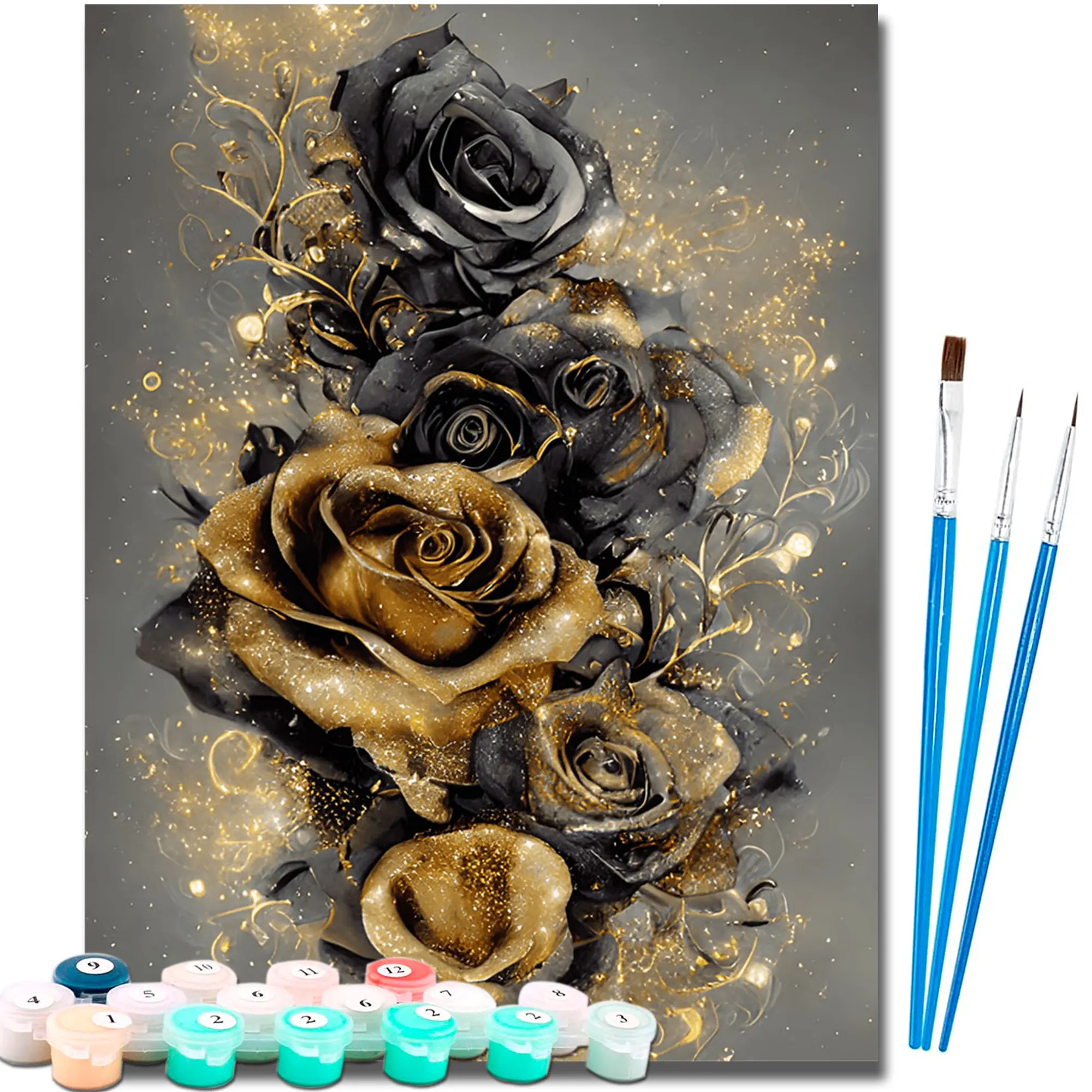 Acrylic Painting Set for Beginners & Adults - Paint by Numbers Kit with 16x20 inch Large Canvas, DIY Art Supplies for Family Bonding, Birthdays Gift & Home Wall Decor, Beginners Painting Kit