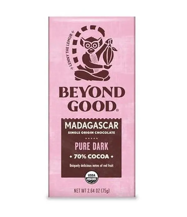 Beyond Good Madagascar 70% Pure Dark Chocolate Bars, 2.64 oz, Pack of 2
