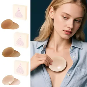 Charm Studio Nipple Covers For Women Premium Set Adhesive Silicone Chest Patch With Travel Case Soft  Reusable Adhesive Chest Patch  Strapless Swimsuit Womenswear Backless Bra Day Elegance Light Outfit Seamless Sheer Smooth Comic C_Beige