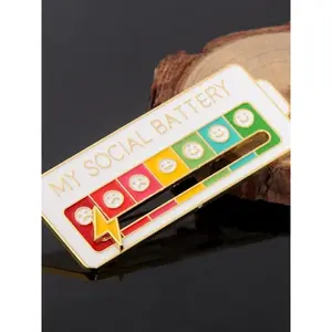 Cartoon Pattern My Social Battery Brooch, Letter Pattern Brooch, Slide Design Brooch, Emotion Management Badge, Back To School Clothe Accessories for Fall 2024