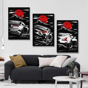 3pcs/set  Unframed Japanese Classic Handsome Car Retro Pictures Poster Artwork Home Living Bed Room Bar Hallway Sticky Wall Art Printing Aesthetic Decor Home Decor Products