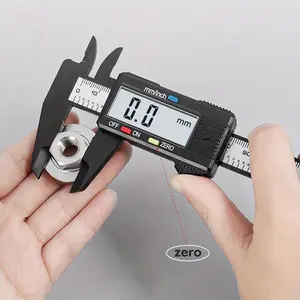 An electronic micrometer measuring tool with an LCD display, using a carbon fiber plastic vernier caliper, a battery-powered precision measuring instrument for furniture hardware parts - measuring range up to 150mm