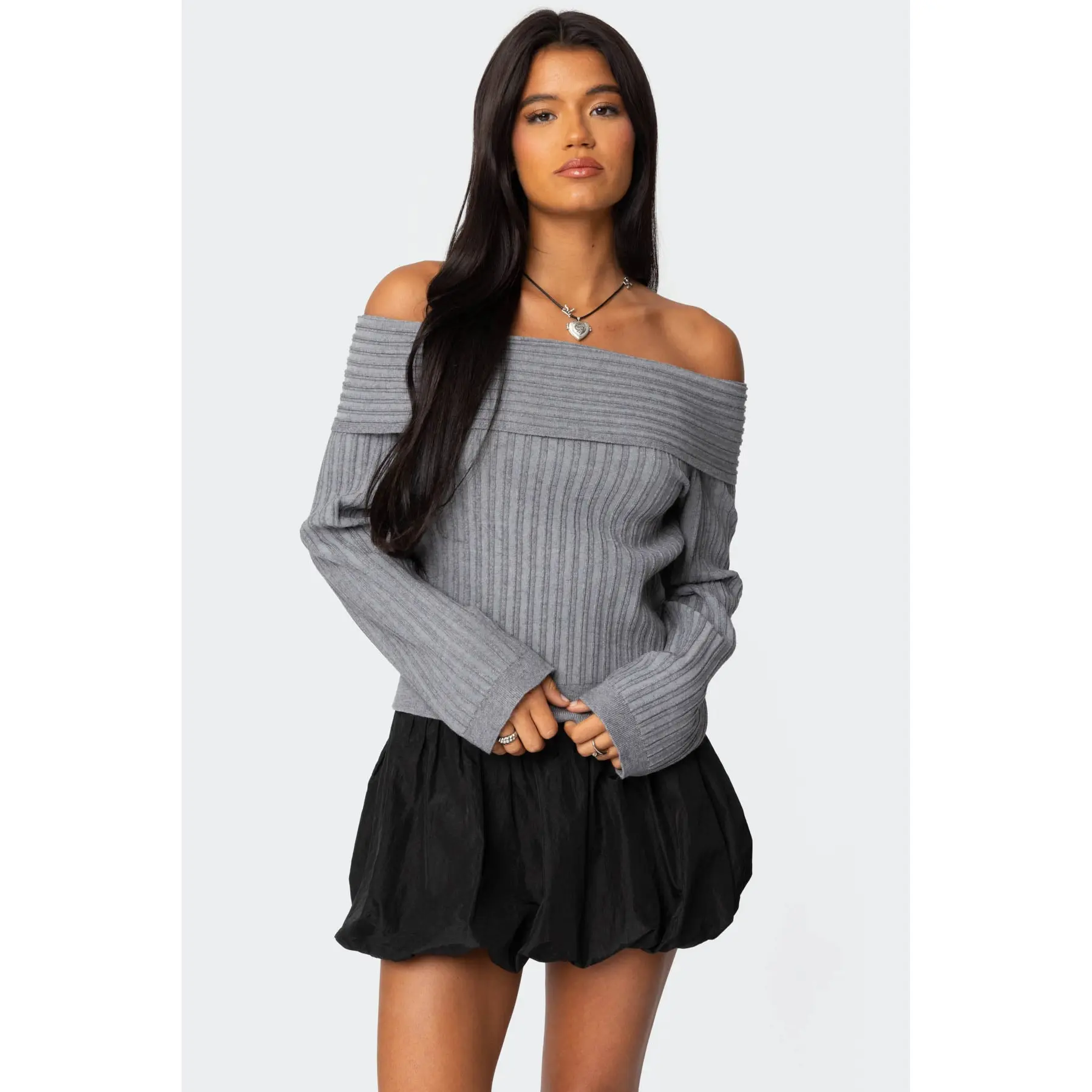 Brandy Fold Over Ribbed Sweater Brandy Fold Over Ribbed Sweater