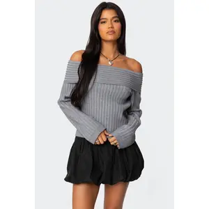 Brandy Fold Over Ribbed Sweater