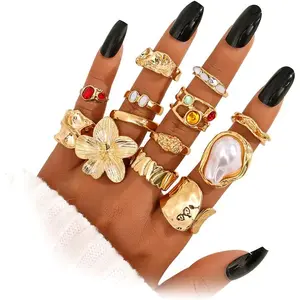 Golden Silvery Black Kunckle Rings Set for Women, Dainty Simple Trendy Cute Stackable Finger Rings Pack,  for Stacking Layering  Thumb and Knuckle, Mixed Size,