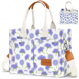 Canvas Tote Bag for Women with Pockets Crossbody Bag Tote  Handbags Casual Work Bags Everything Tote Bag