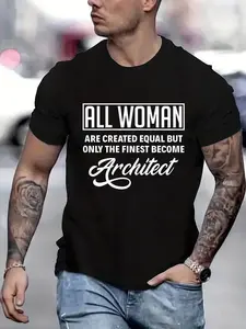 100% cotton Womans Architect Architecture Female Architect Printed T-shirt, Short-sleeved Crew Neck Casual Top, Suitable For All Seasons, Men's Wear