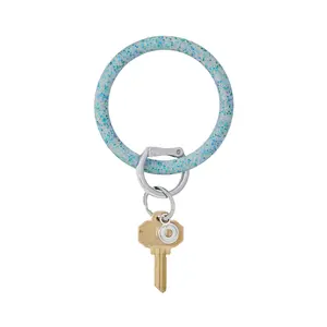 OVENTURE Silicone Big O® Key Ring - Blue Frost Confetti, One-Size-Fits-All Bracelet Keychain with Sparkling Confetti Design & Secure Locking Clasp