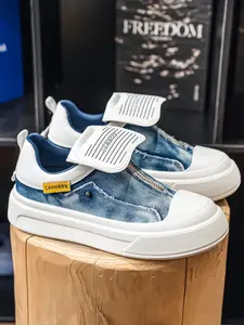2026 New Casual Denim Fabric Derby Shoes, Zipper Two-Wear Flip-Over Slip-On Lazy Shoes, Comfortable and Stylish Footwear
