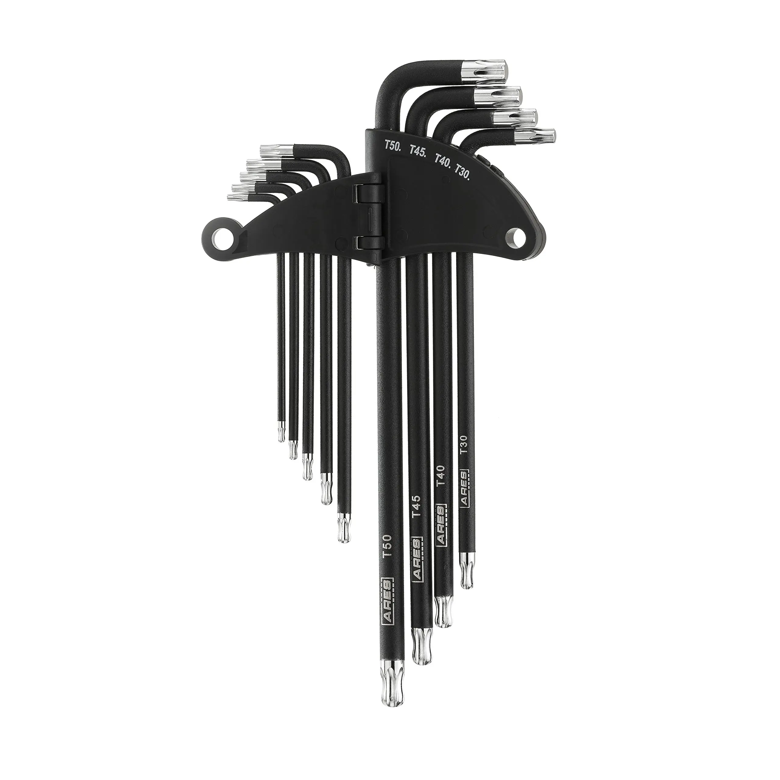 ARES 44003 – 9-Piece Torx 3-Way T-Handle Spinner Star Key Wrench Set – Sizes from T10 to T50 – Sliding Handle, Spinning Sleeve for Versatile Speed and Leverage Application – Friction Treated Tips