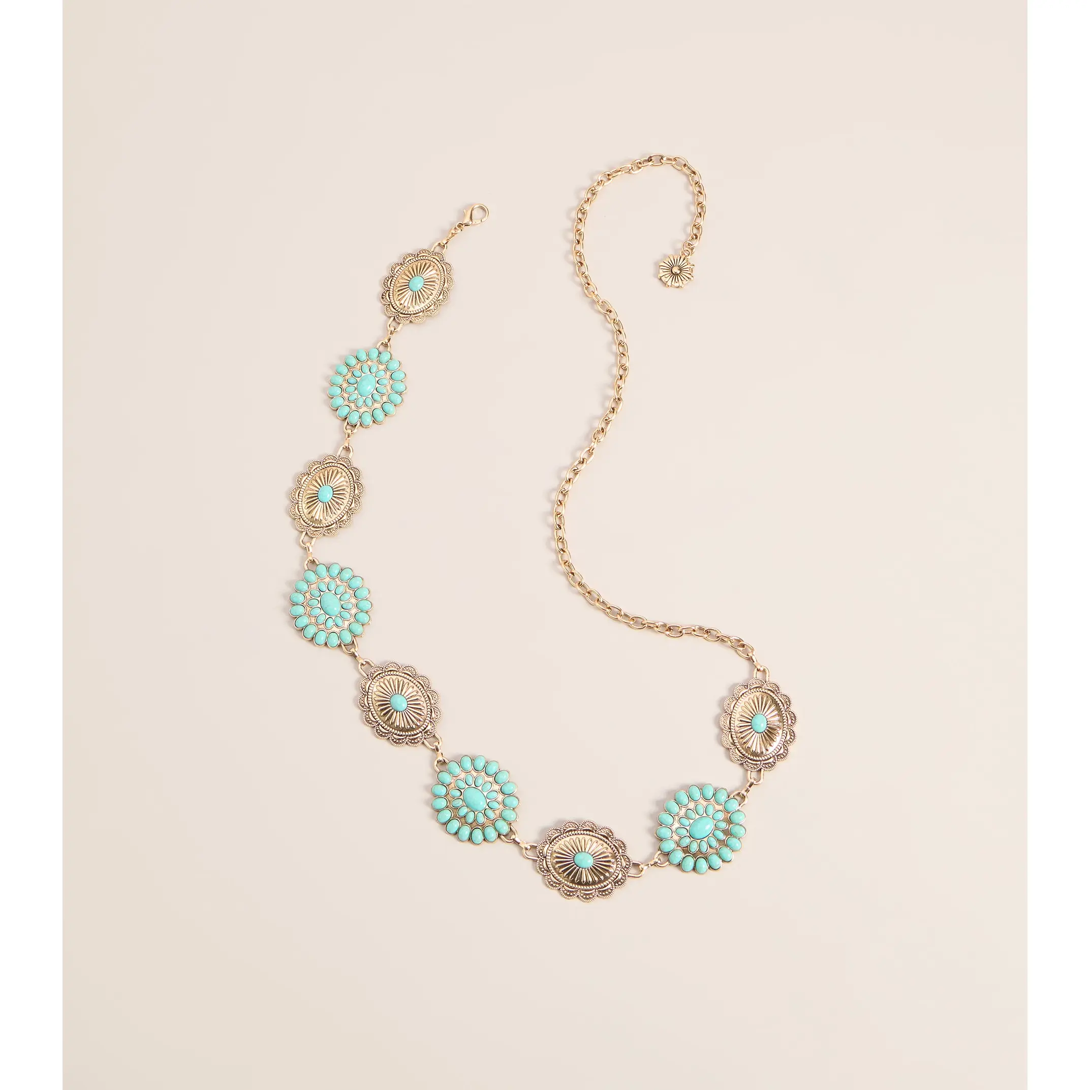 Desert Detail Stone Concho Chain Belt