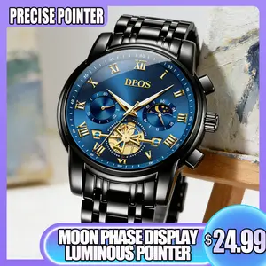 New Trend 48MM Large Dial Men's Watch -40-meterWater Resistance, Chronograph/Moon Phase, StainlessSteel Material, Automatic Movement
