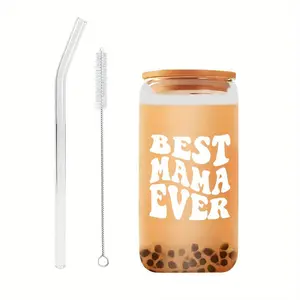 Mom Cup Set, Birthday Gift 16oz Mom Mug From Daughter Son Child, Mother Coffee Cup with Lid and Straw, Mother's Day Present, Drinkware Reusable