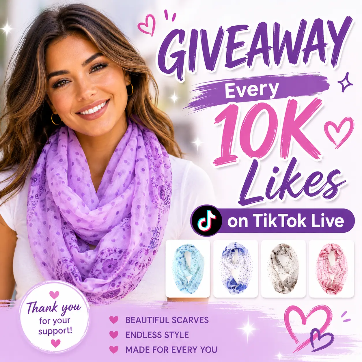 10K likes GIVEAWAY - Women's Paisley Polka Dot Infinity Scarf – Lightweight Printed Fashion Loop Scarf for Everyday Wear, Travel, Layering and Seasonal Styling