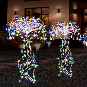 Solar Powered LED Firework Shaped String Light, Outdoor Decorative String Light, LED String Light for Garden, Patio, Lawn, Balcony, Garden Decor Lights