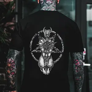Goat Skull Pentagram Occult T-Shirt,Gift Forher,Him,Women,Summer Outfits,Style,Streetwear, Top,Vintage Graphic Tees,Motherdav,Aesthetic,Trendy,Unisex,90s,Tatoo,Dailywear,Short Sleeve Tee