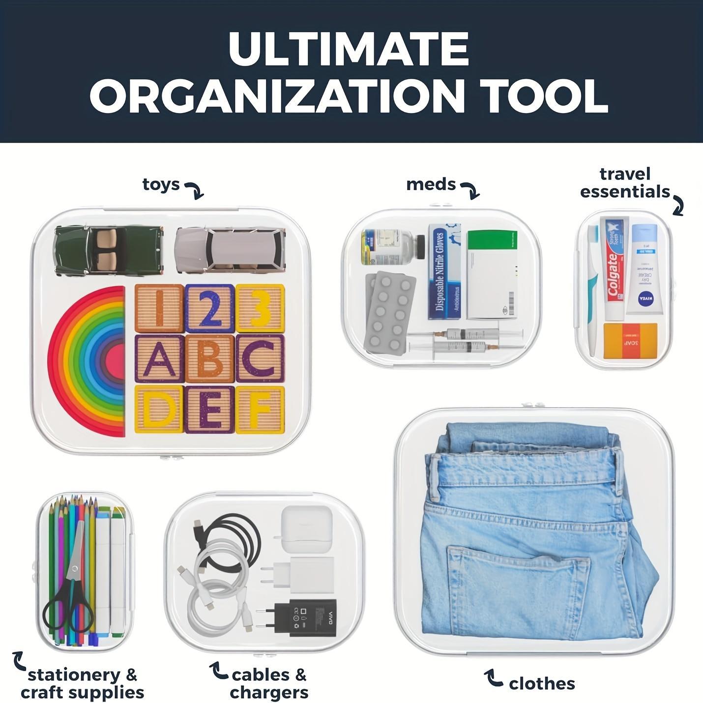 6pcs Double Zippered Hard Pouch, Transparent Storage Bag, Includes 3 Different Sizes.Toy Storage, Hard Plastic, Pencil Case, Hard Plastic Clay Organiser, Clear Hard-shell Zip Case, Portable Make-up Bag for Holidays, Bathroom And Storage