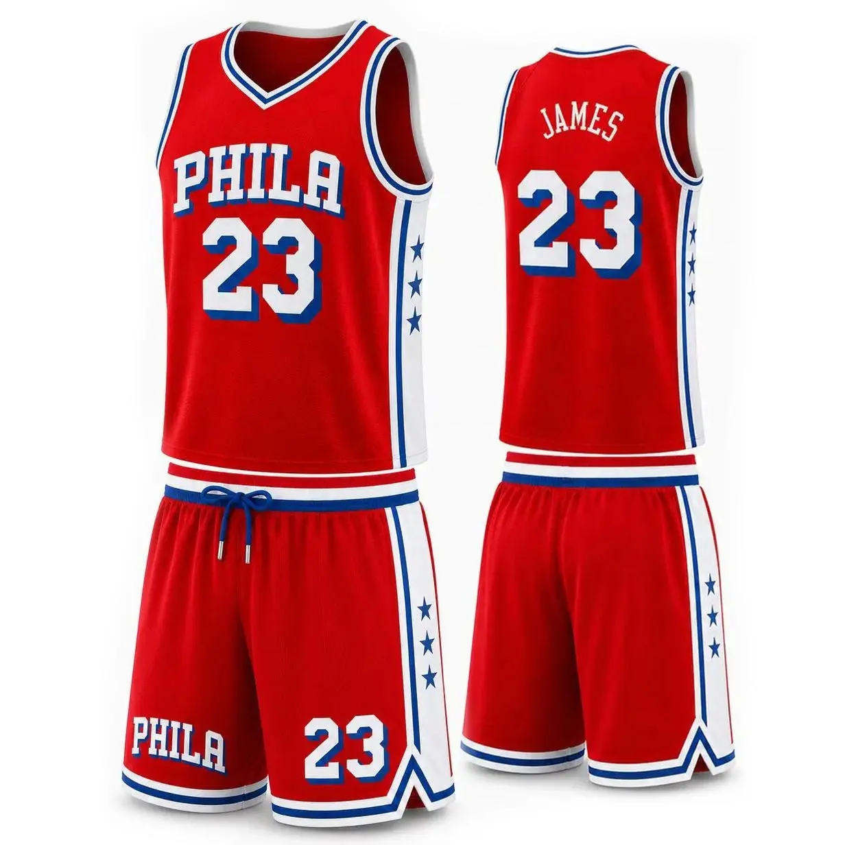 Unisex 2-Piece Jersey & Shorts Set #23 James Philadelphia Basketball Breathable Mesh Athletic Outfit for Gym, Training, Streetwear & Game Day