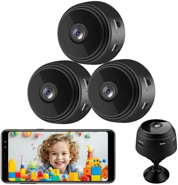 3-Pack Mini WiFi IP Security Camera, 1080P HD Baby Monitor for Home Security & Safety