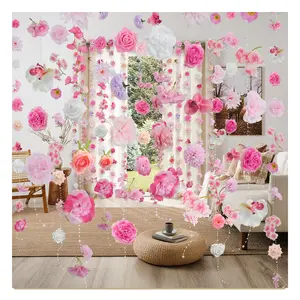 RIDDSEE Flower Garland, 48ft Silk Artificial Hanging Floral Vines (6pcs, 8ft Each) - Modern Ornaments for Wedding, Mother's Day Decor, Home Garden Backdrop Wall tiktokshopspringglowup,summervibes