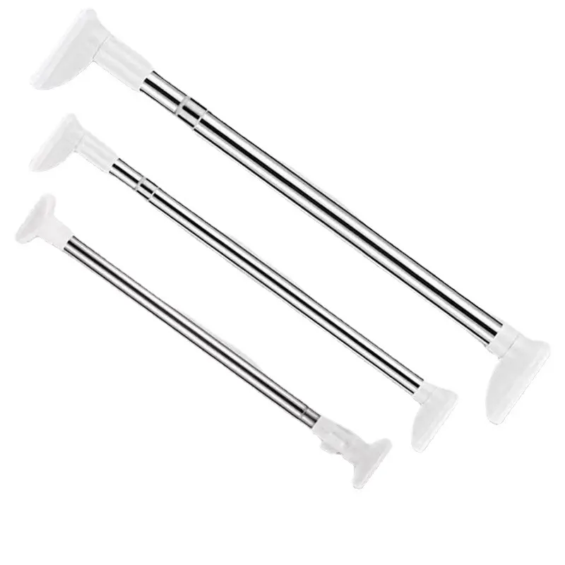 Stainless Steel Tension Curtain Rod, 90–160cm Adjustable No Drill Spring Curtain Pole, 25mm Expandable Curtain Rod with Non-Slip End Caps for Bedroom Windows, Apartment