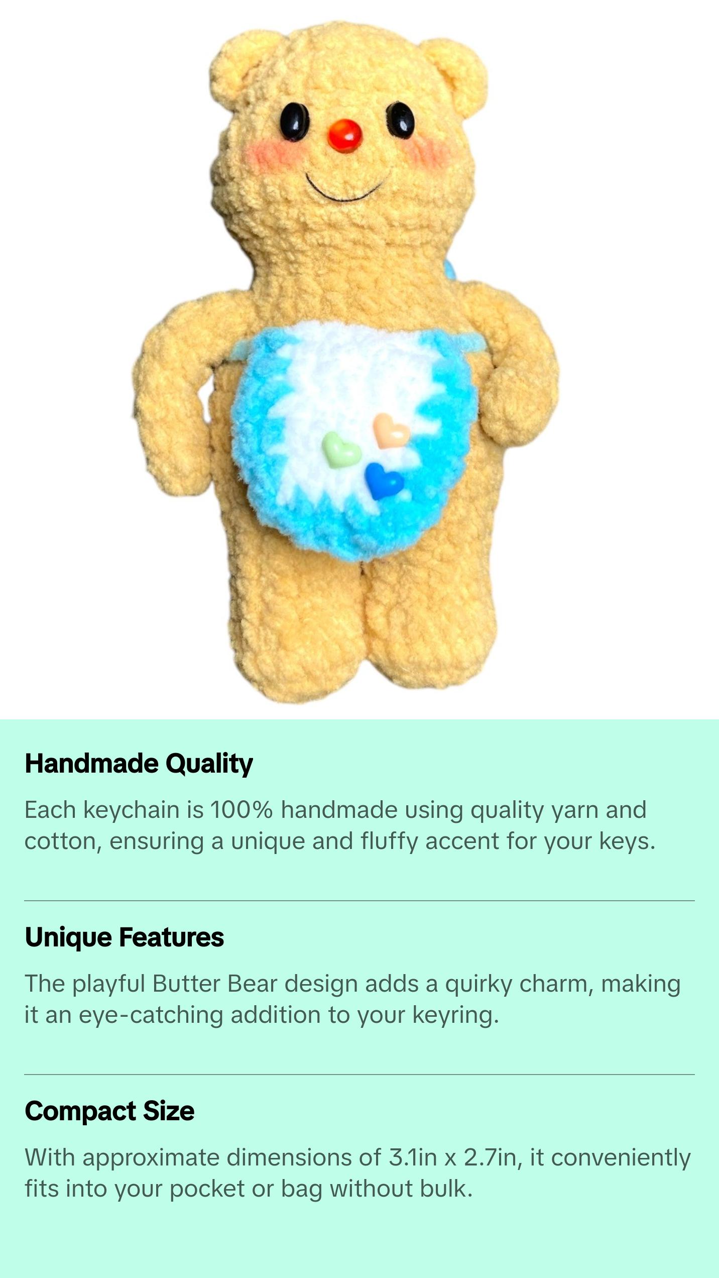 Cute Butter Bear Crochet Keychain K039