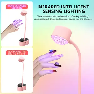Wireless Portable Nail Lamp, Uv Curing Lamp, Smart Sensor, 45s/60s Options, 10 LED Lights, 360 Degree Rotatable, USB Charging, 1500mah Battery