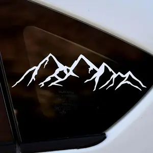 White Vinyl Decals Mountains for Cars & Trucks 8” Easily Apply