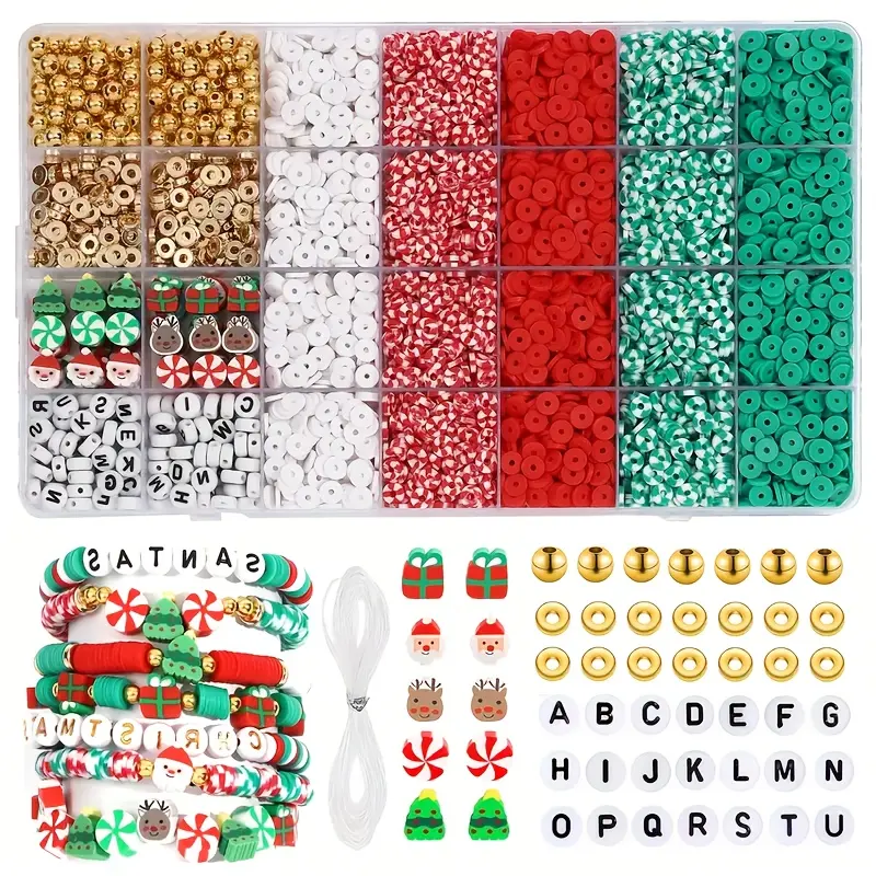kpop crafts Halloween Friendship Bracelet Kit 5300PCS Christmas Soft Clay Beads Kit - DIY Bulk Pony Beads Set for Crafts exclusive focal bead giant friendship bracelet