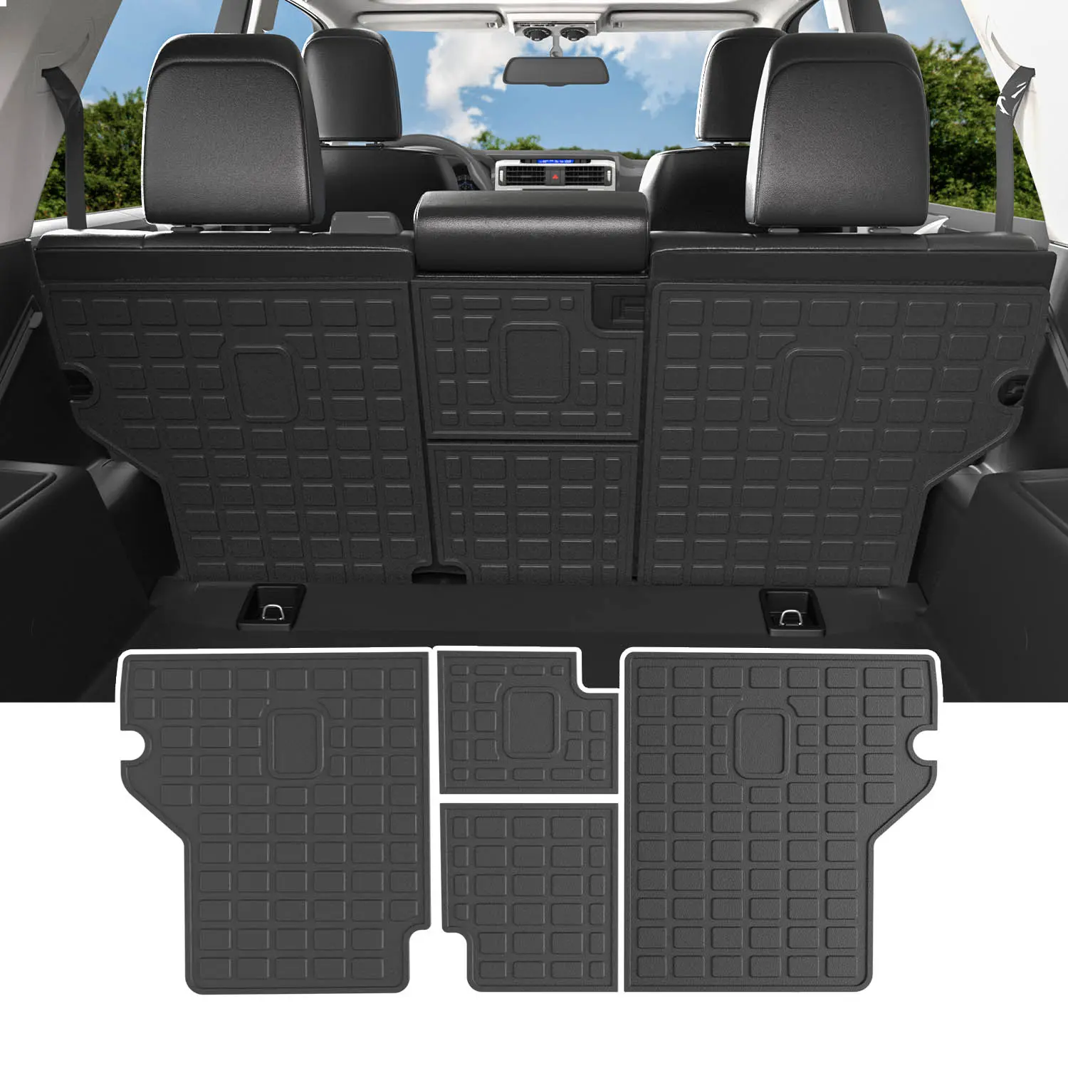 [Fits 10-24 4Runner] Backrest Mat Compatible with 2010-2024 Toyota 4Runner Back Seat Protector TPE Mat Replacement for 2010-2024 Toyota 4Runner 5-Seat Accessories (Fit W/and W/O Sliding Tray, Rear Backrest Mats)
