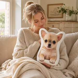 Personalized 3D Pet Pillow from Photo - Double-Sided Printing, PP Cotton Filled, Soft Furry Home Decorative Pilliow, Customized Memorial Gift for Animal Lovers, Customized Gifts