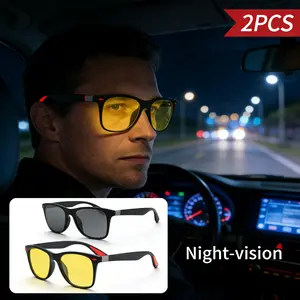 2-Pair Pack Unisex Polarized Sunglasses for Day & Night Use, UV Protection, Anti-Glare, Designed for Driving and Outdoor Activities