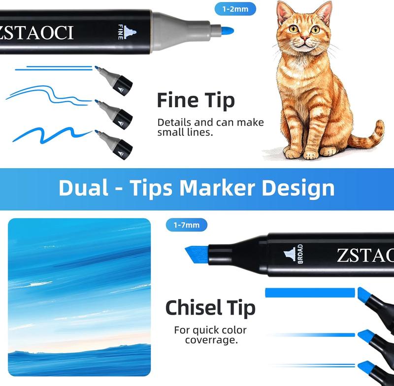 262 168 120 Gift Set Alcohol Markers Dual Tip Artist Drawing Markers for Kids Boys Girls Students and Adults Professional Grade Colors with Brown and Skin Tone Shades Ideal for New Year Christmas Halloween Gifts