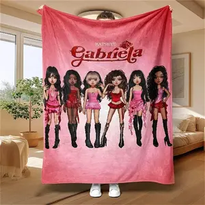 Katseye Gabriela Idol Theme Blanket Ultra Soft Flannel Cozy Warm Multiscene Bedroom Couch Sofa Throw Decor Decorative Throw Perfect Birthday Gift Christmas Gift for Kpop Fans Adults Teens Girls Women Dream Academy Style