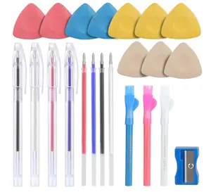 Tailors Chalk,Sewing Fabric Chalk And Fabric Markers For Quilting,10PCS Tailor’s Chalk,4PCS Heat Erasable Fabric Marking Pens with 4 Refills,3 PCS Sewing Fabric Pencils