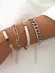Minimalist Chain Bracelet - 4pcs Set with Simple Design and Versatile Fit