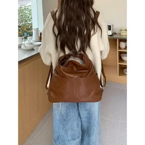 Autumn Winter New Large Capacity Three-In-One Commuter Tote Bag, Multifunctional Backpack Crossbody Bookbag Crossbody Backpack Purse Soft Leather Shoulder Bag for Women