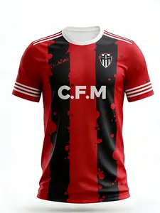Men's Round Neck Short Sleeve T-Shirt, Patterned Sports Tee, Activewear Tees, Ideal for Fitness and Travel, Breathable Comfort, Football Lover Gift