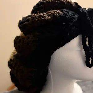 Crochet Bonnet - Simple Design as shown in the Product Image- Black, Brown, and Tan