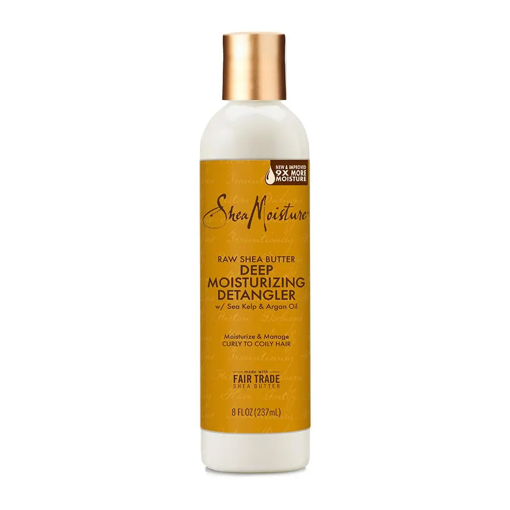 SheaMoisture Raw Shea Butter Deep Moisturizing Detangler, Leave-in Conditioner for African Curls & Curly Locks, Frizz Control Hair Moisturizer with Sea Kelp & Argan Oil, 8 oz, Haircare, Shiny Hair, Bouncy Curls, Hydration, Adults, Plant Based, Natural Cur
