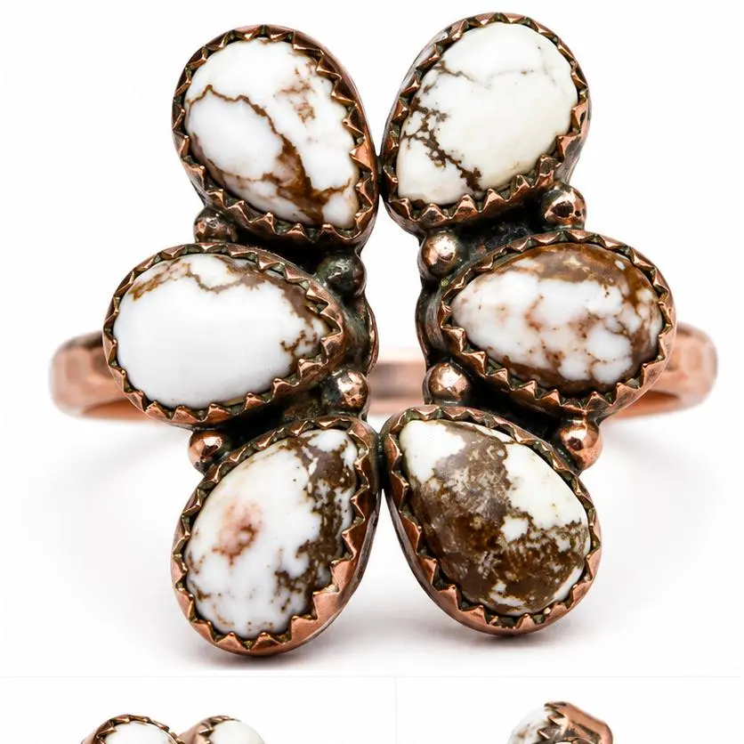 Wild Horse Jasper Adjustable Copper Ring
