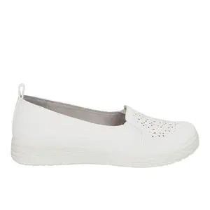 Easy Street Womens Arturn Cut Out Slip On Flats Casual - White