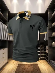 Men's Geometric Pattern Polo Shirt, Casual Slim-Fitting Summer Top, Simple Design with Cool Fabric, Show off Sun Energy, Become the Focus